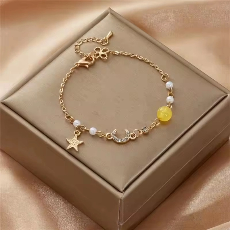 Product image KAHASIL - Gelang Titanium Wanita Barcelet Anti Karat Luntur Adjustable Mutiara Bintang KH037 all variant BLUE